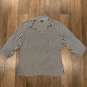 Talbots Black and White Striped Blouse